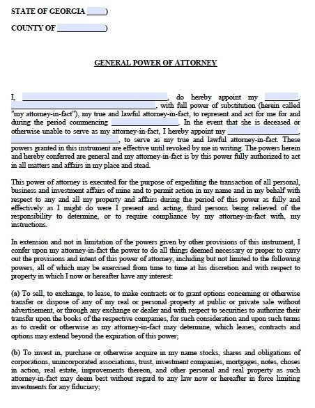 Free General Power Of Attorney Georgia Form Adobe PDF Power Of 