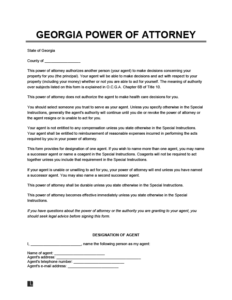 Free Georgia Power Of Attorney Forms PDF Word