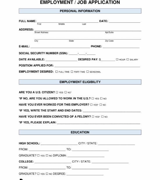 Free Job Application Forms 2 PDF Word EForms