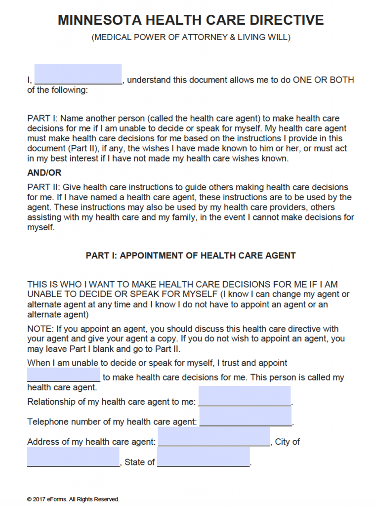 Free Medical Power Of Attorney Form Minnesota