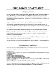 Free Ohio Power Of Attorney Forms PDF Word