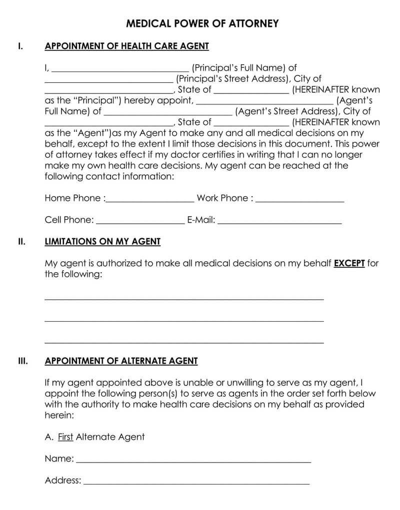 Free Poa Forms Printable Printable Forms Free Online