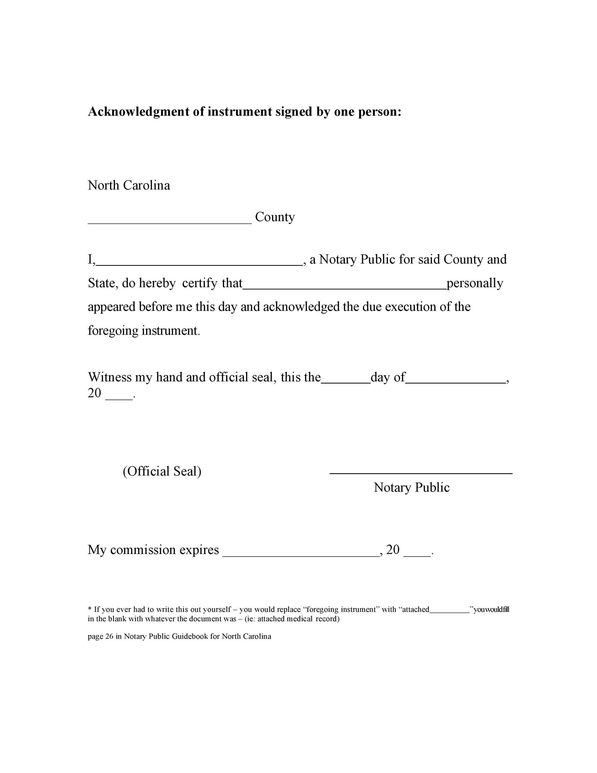 Free Printable Acknowledgement Notary Forms Printable Forms Free Online