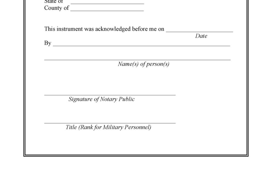 Free Printable Acknowledgement Notary Forms Printable Forms Free Online