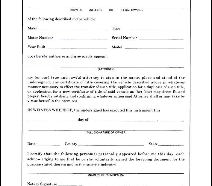 Free Printable Blank Power Of Attorney Form