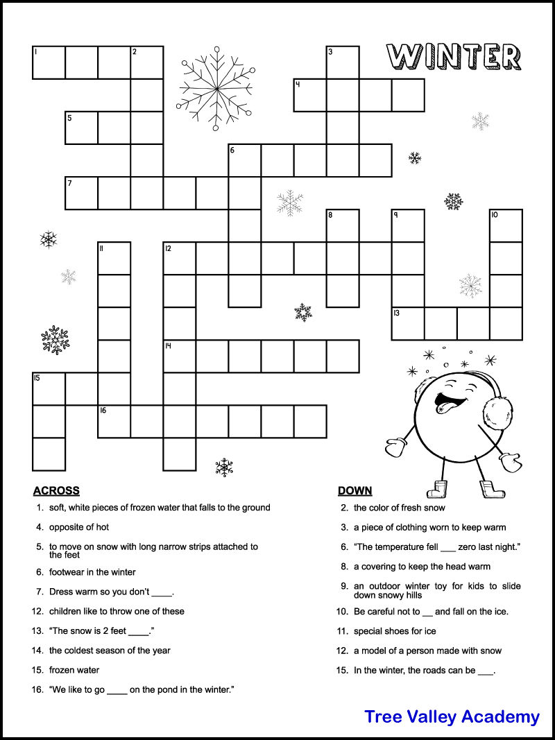 Free Printable Children 39 s Crossword Puzzles