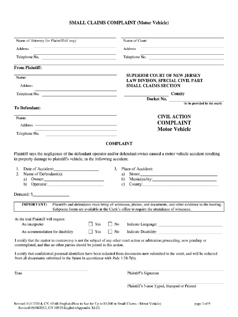 Free Printable Court Forms