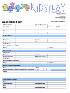 Free Printable Daycare Enrollment Forms Printable Templates