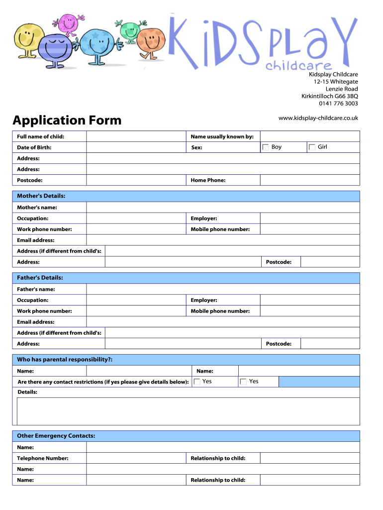 Free Printable Daycare Enrollment Forms Printable Templates