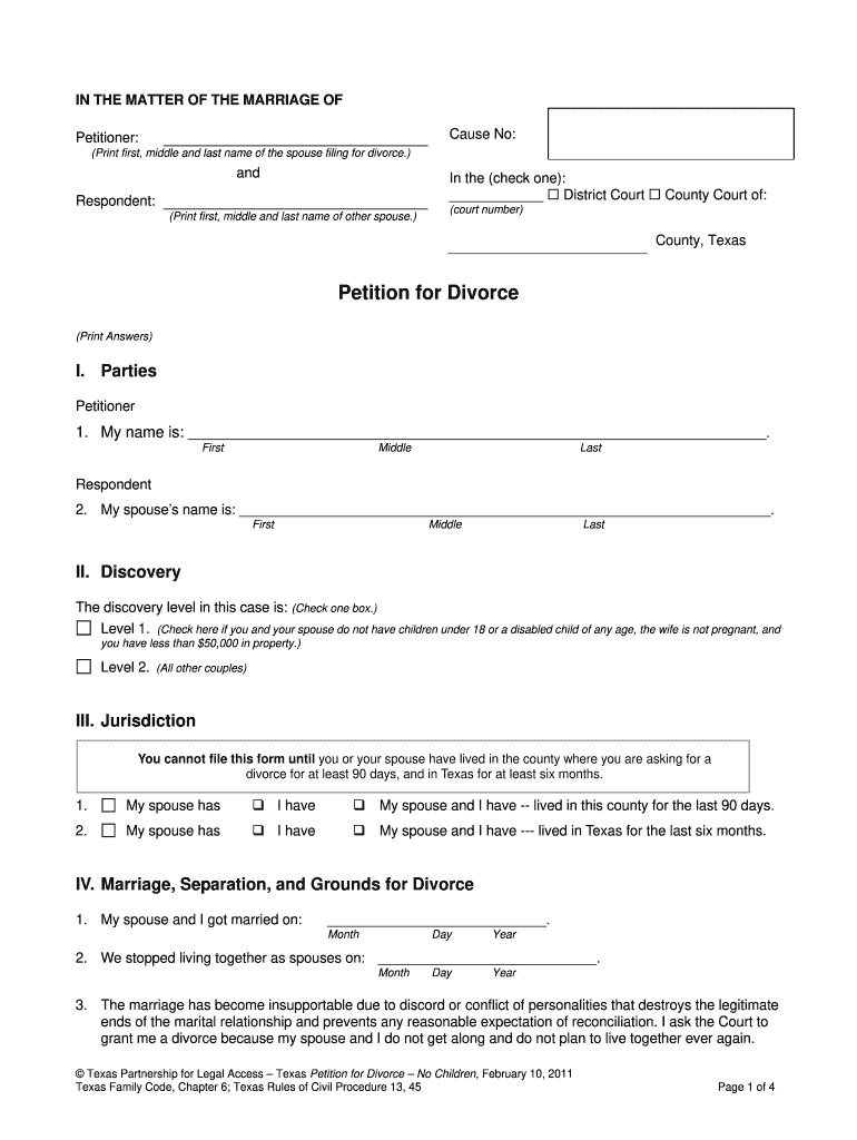 Free Printable Divorce Forms Texas Printable Templates Your Go To 