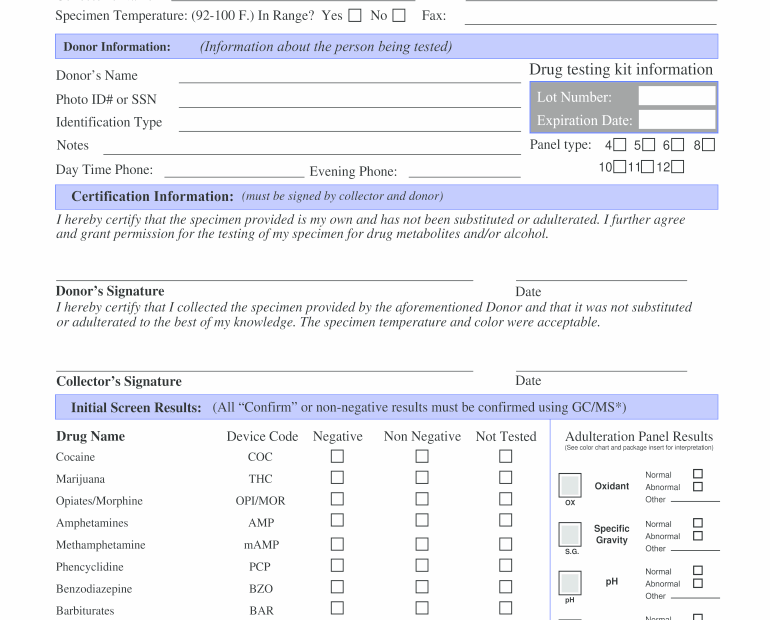 Free Printable Drug Testing Forms