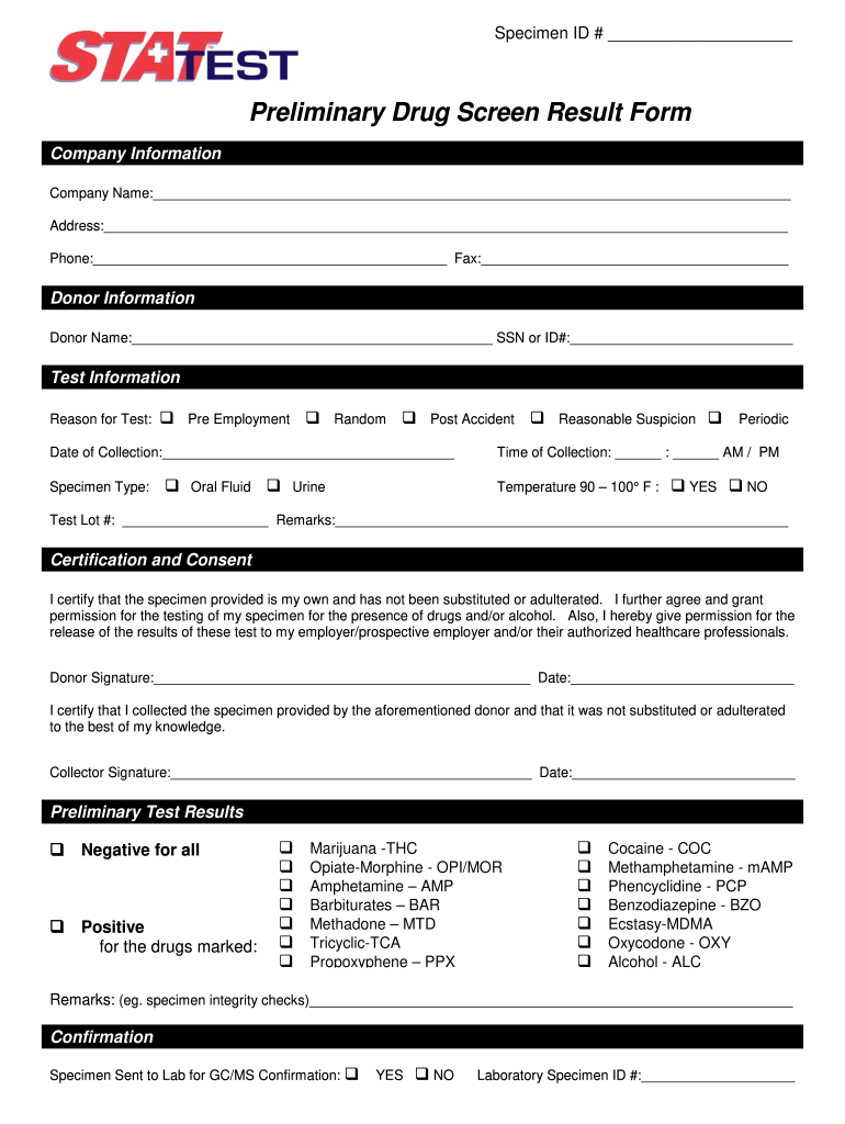 Free Printable Drug Testing Forms Fill Out Sign Online DocHub