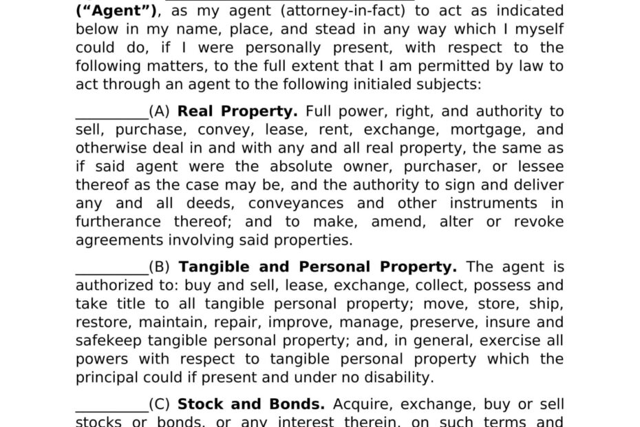 Free Printable Durable Power Of Attorney Form If You Wish To Name
