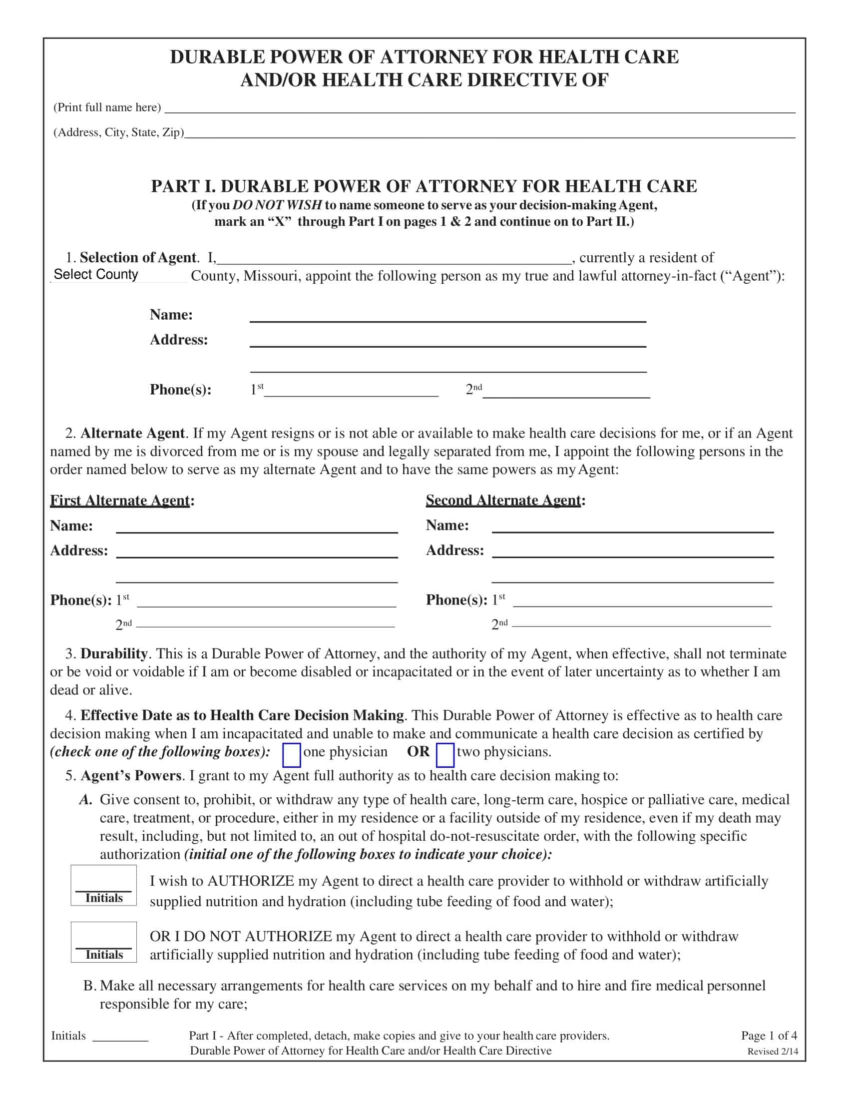 Free Printable Durable Power Of Attorney Templates PDF Word 