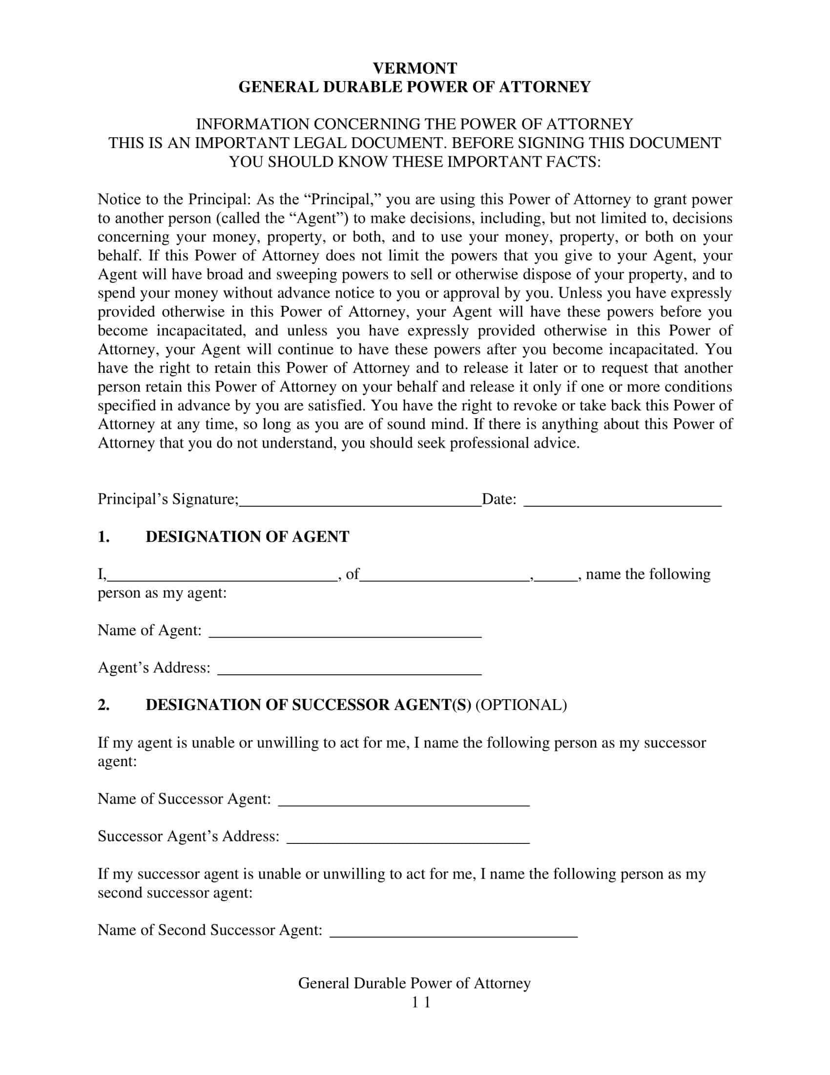 Free Printable Durable Power Of Attorney Templates PDF Word 