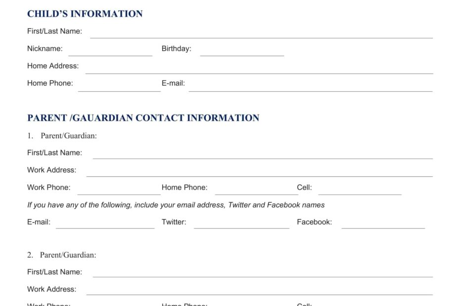 Free Printable Emergency Contact Form Templates for Employees PDF Word