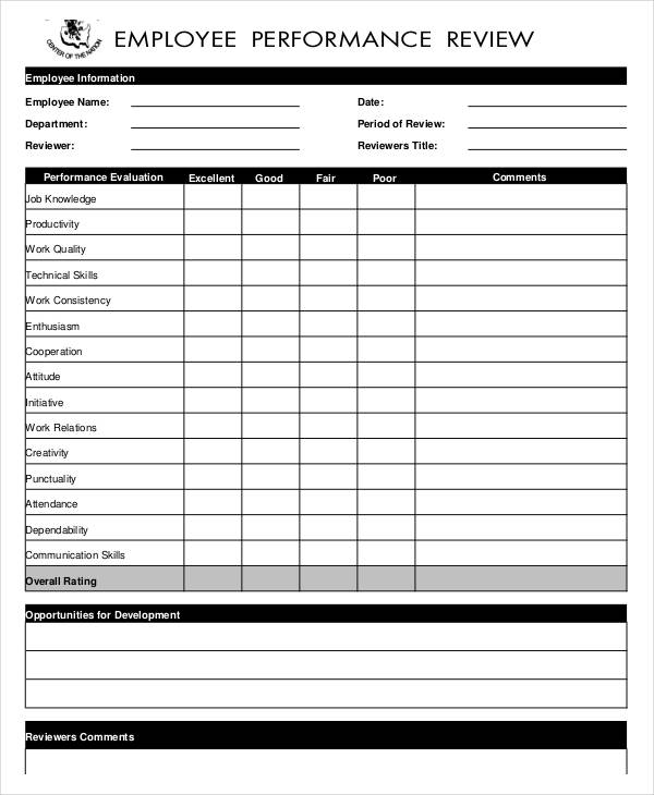 Free Printable Employee Evaluation Form Printable Forms Free Online