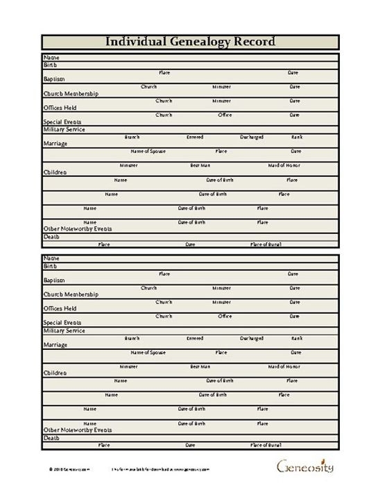 Free Printable Genealogy Forms