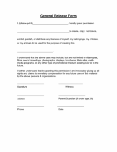 Free Printable General Release Of Liability Form Printable Forms Free