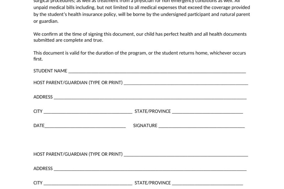Free Printable Guardianship Form Templates PDF Word