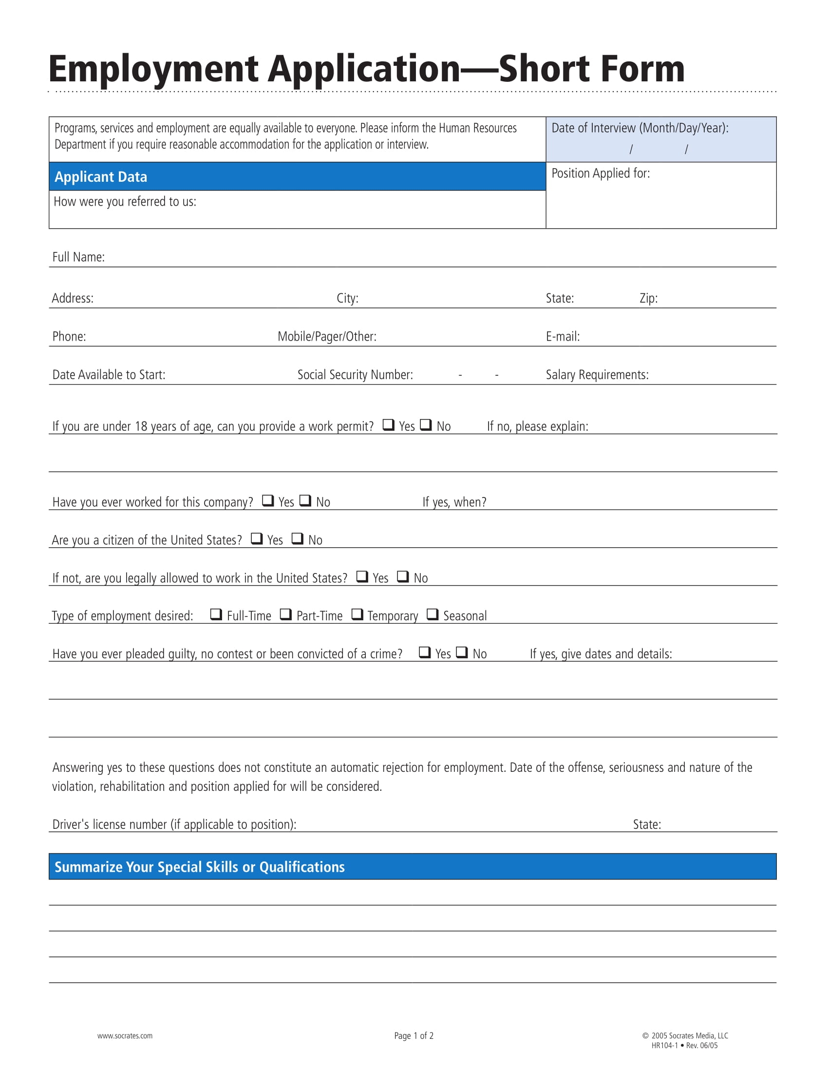 Free Printable Job Application Form Pdf Printable Templates