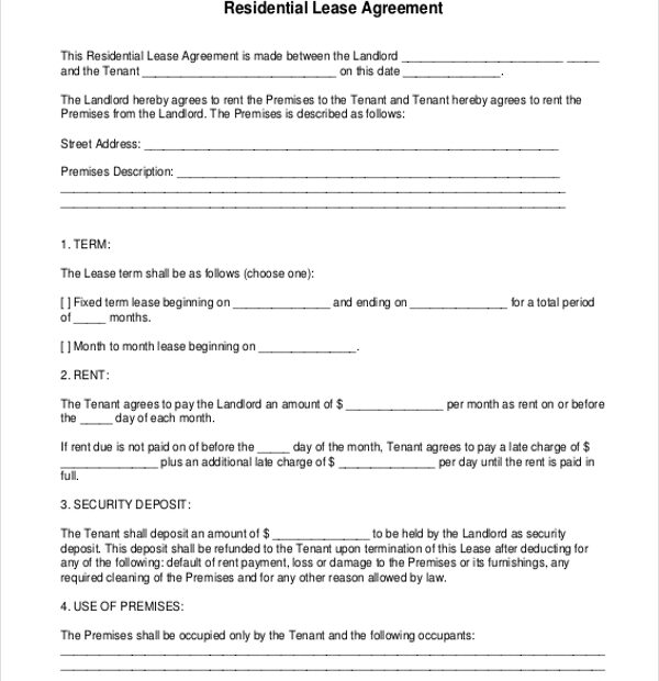 Free Printable Lease Agreement Form Printable Templates
