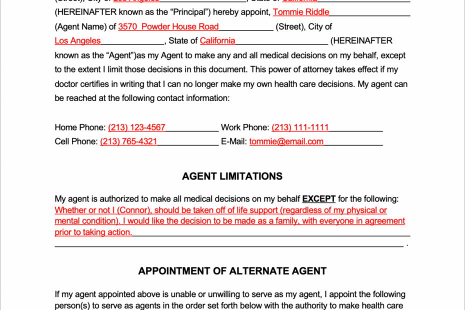 Free Printable Medical Power Of Attorney Form