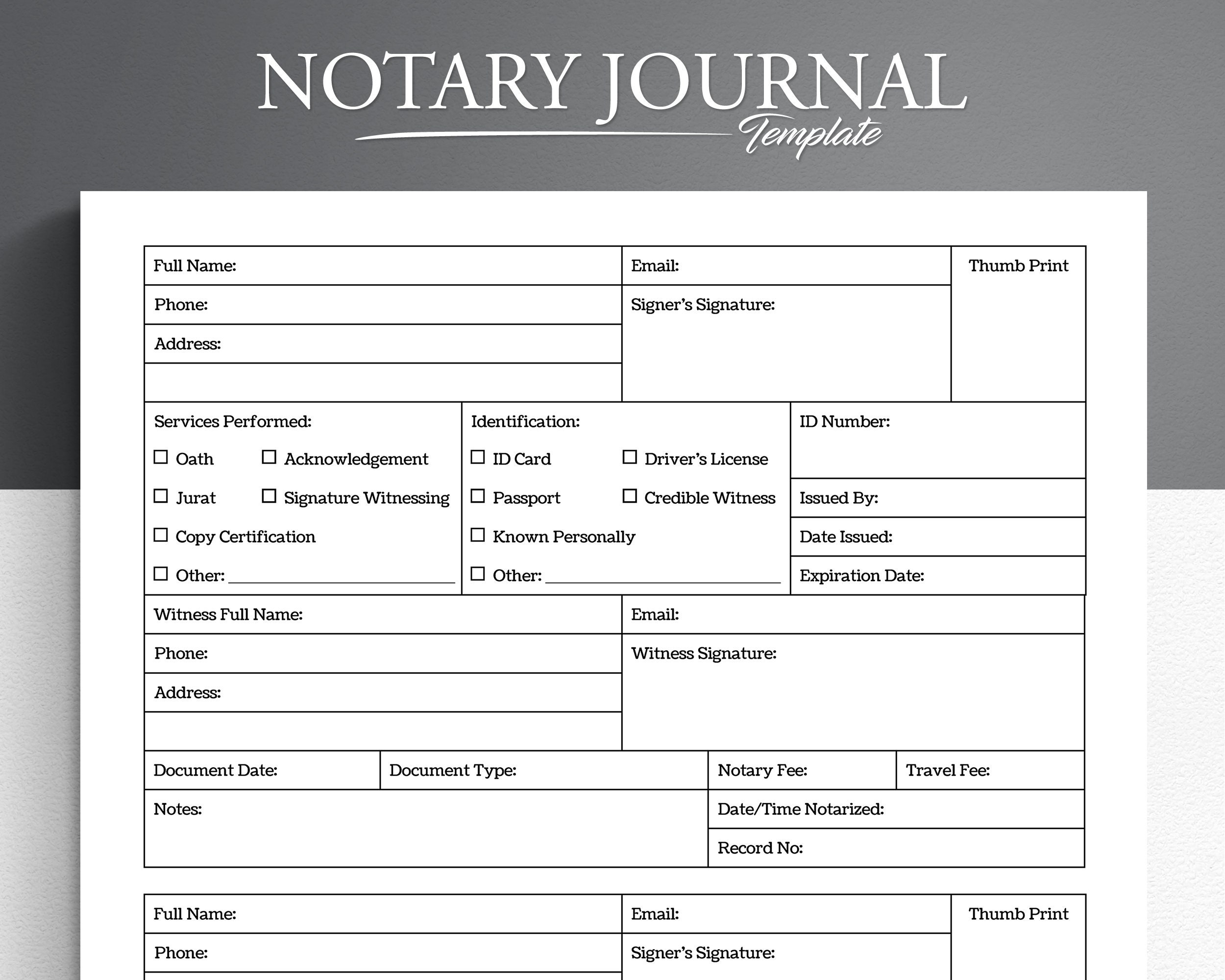 Free Printable Notary Log Template Printable Forms Free Online