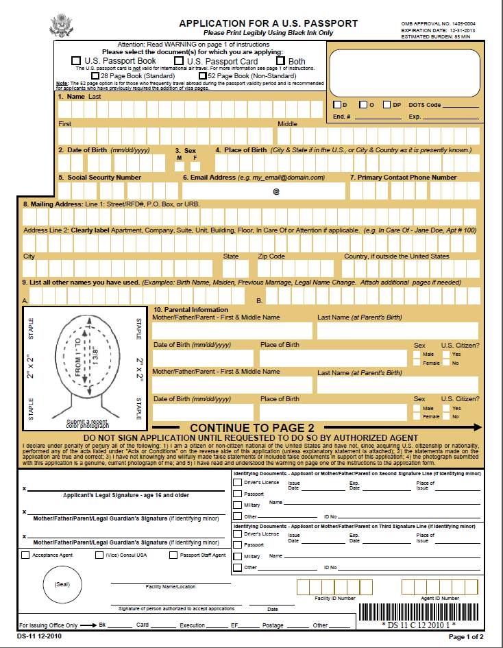 Free Printable Passport Application Form Printable Forms Free Online
