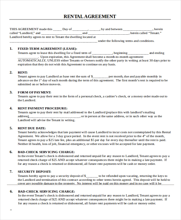 Free Printable Pdf Rental Agreement Forms Printable Forms Free Online