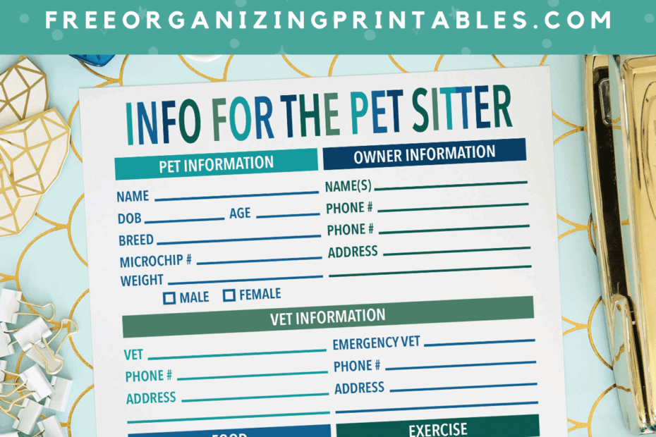 Free Printable Pet Sitting Forms Free Organizing Printables