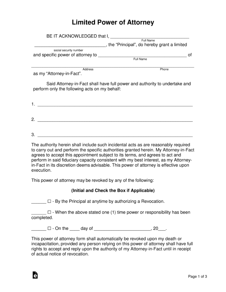 Free Printable Power Of Attorney Form Washington State Free Printable