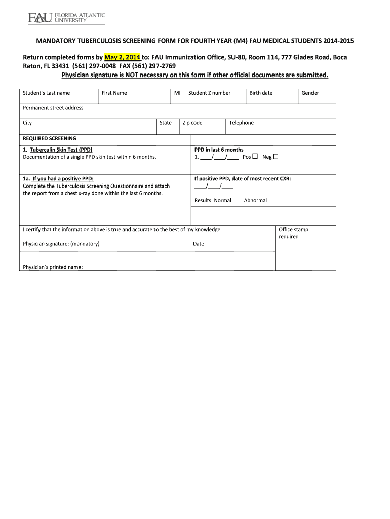 Free Printable Tb Test Form