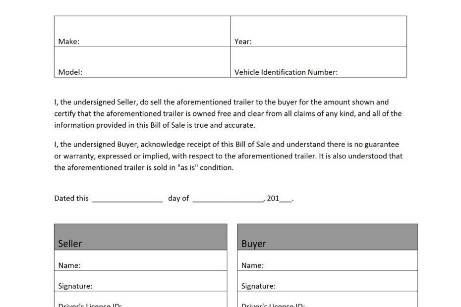 Free Printable Vehicle Bill Of Sale Template Form GENERIC