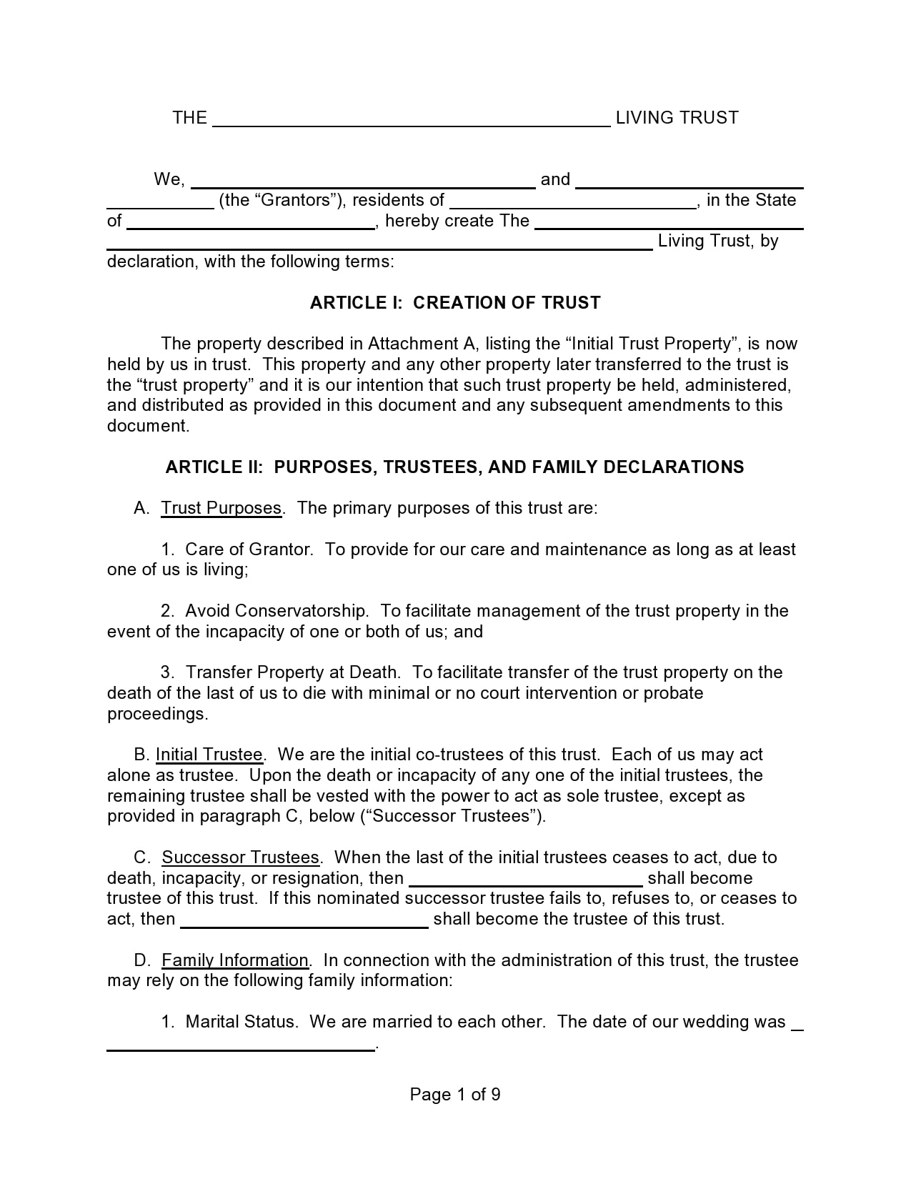 Free Printable Will And Trust Forms