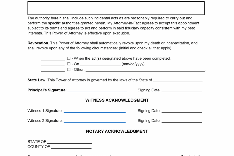 Free Simple 1 Page Power Of Attorney Form PDF Word