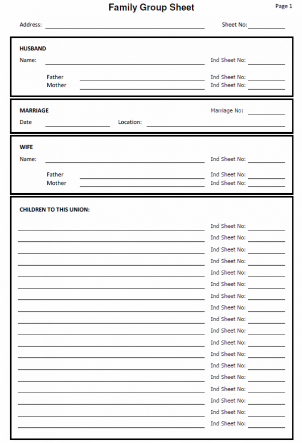 Genealogy Worksheets Forms