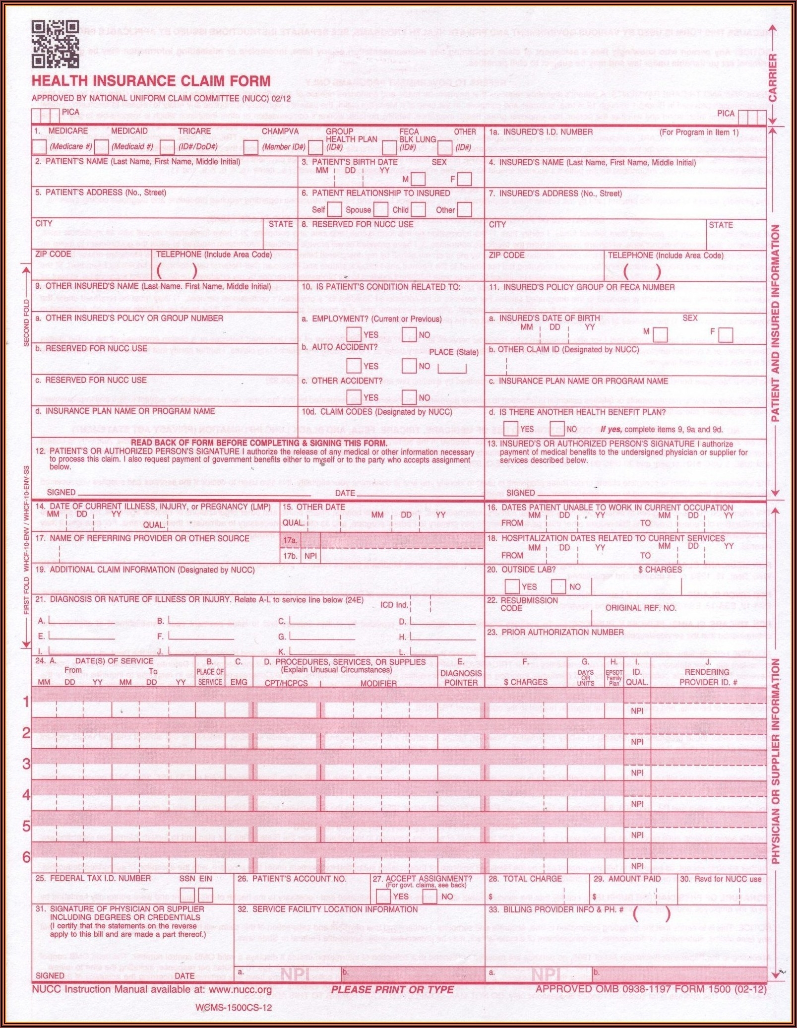 Hcfa 1500 Printable Form