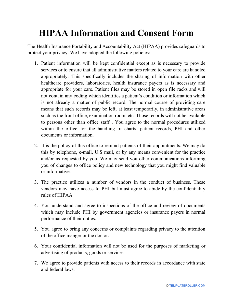 HIPAA Consent Form Fill Out Sign Online And Download PDF 