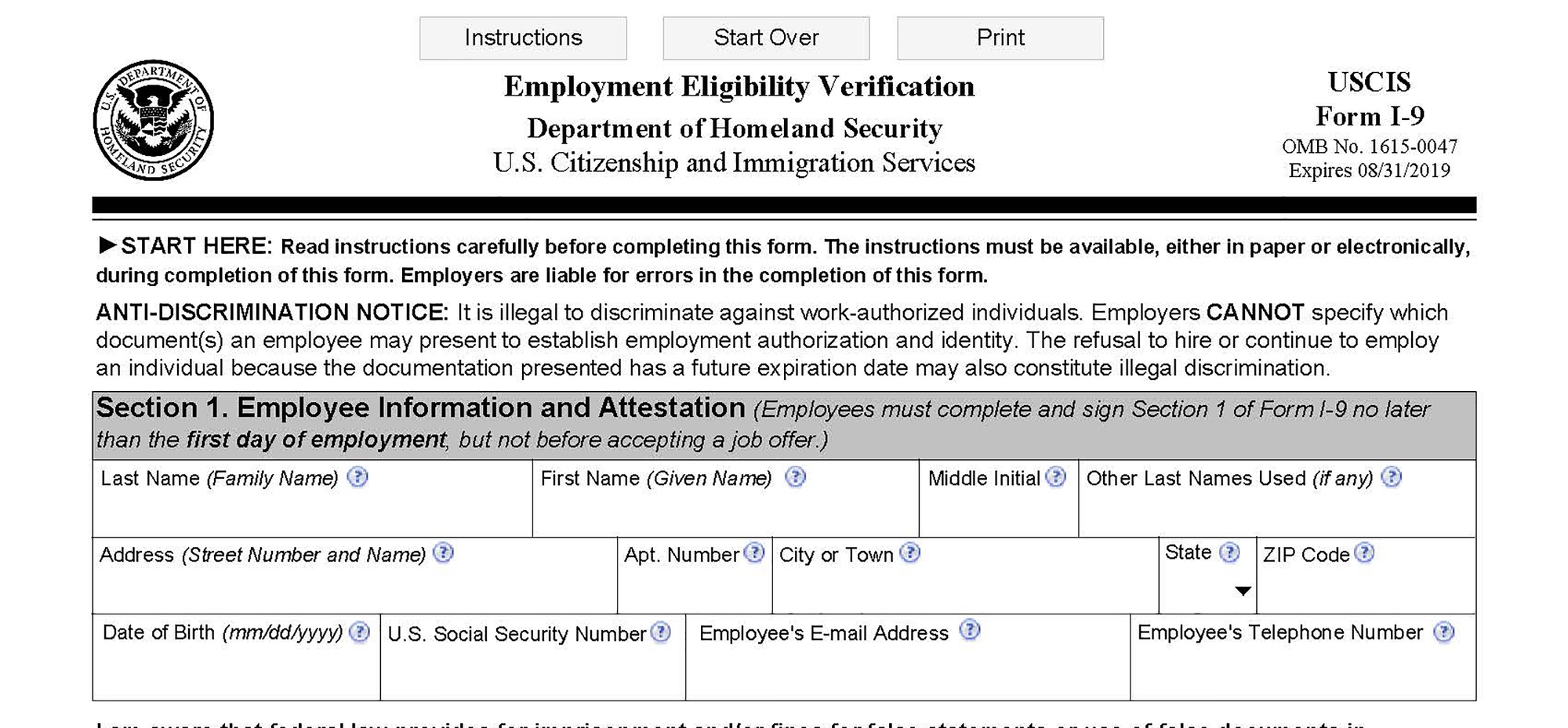 I 9 Form Printable Version Printable Forms Free Online