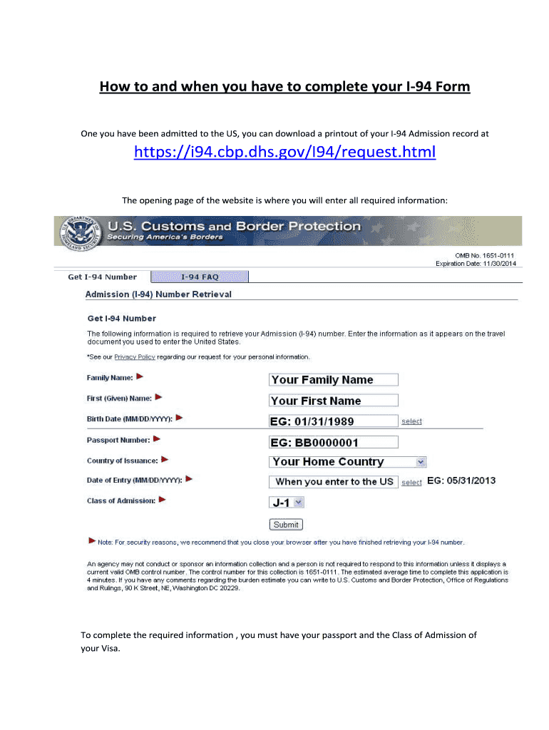 I 94 Form Pdf Fillable Fill And Sign Printable Template Online US 