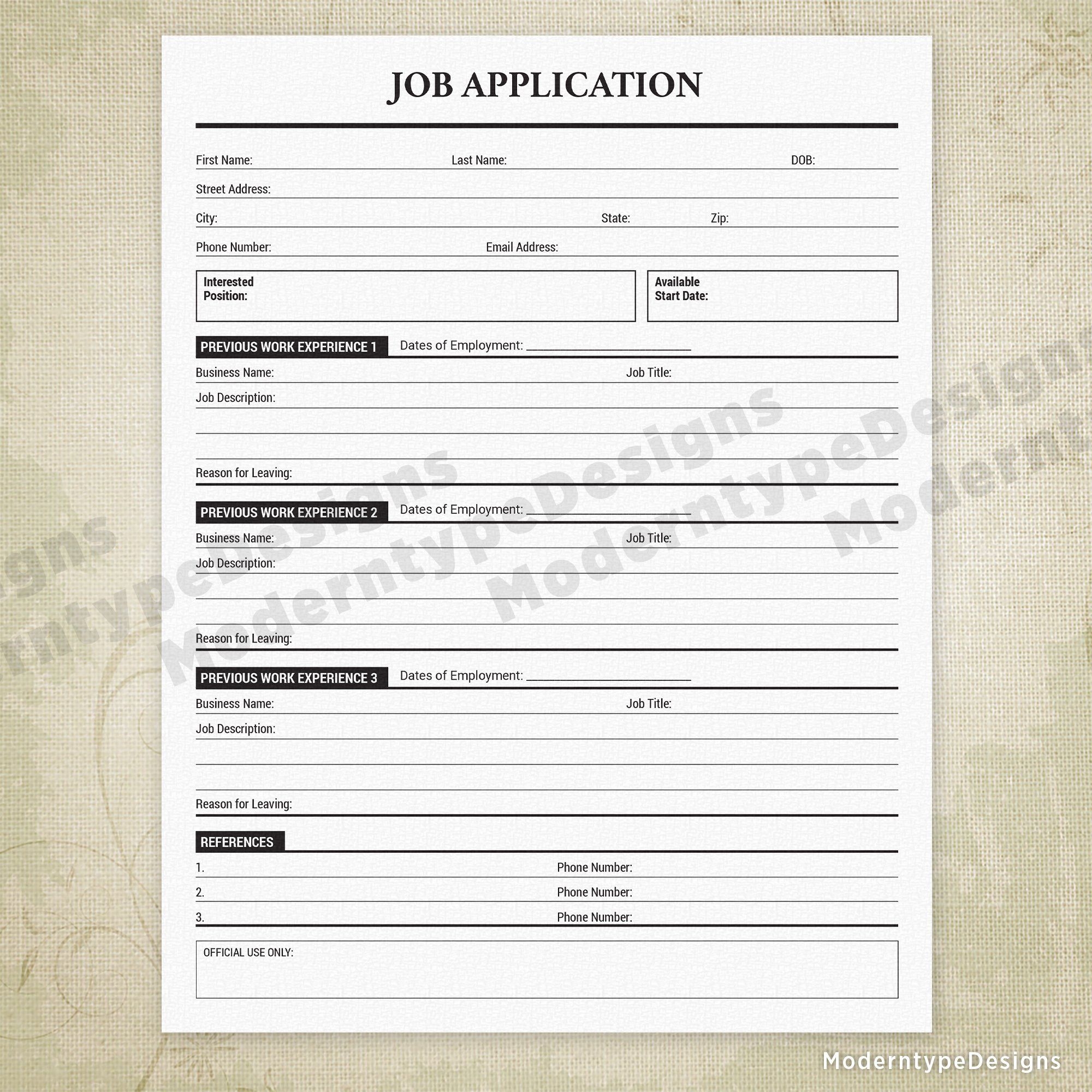 If You 39 re Looking For A Simple Job Application Form Here Is Your 