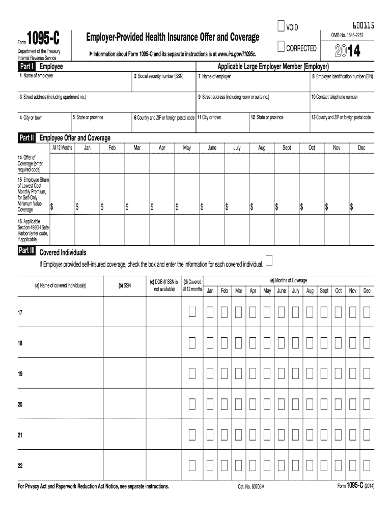 Irs Form 1095 A Fillable Printable Forms Free Online