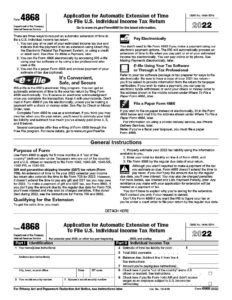 IRS Form 4868 Extension Printable 4868 Form 2023