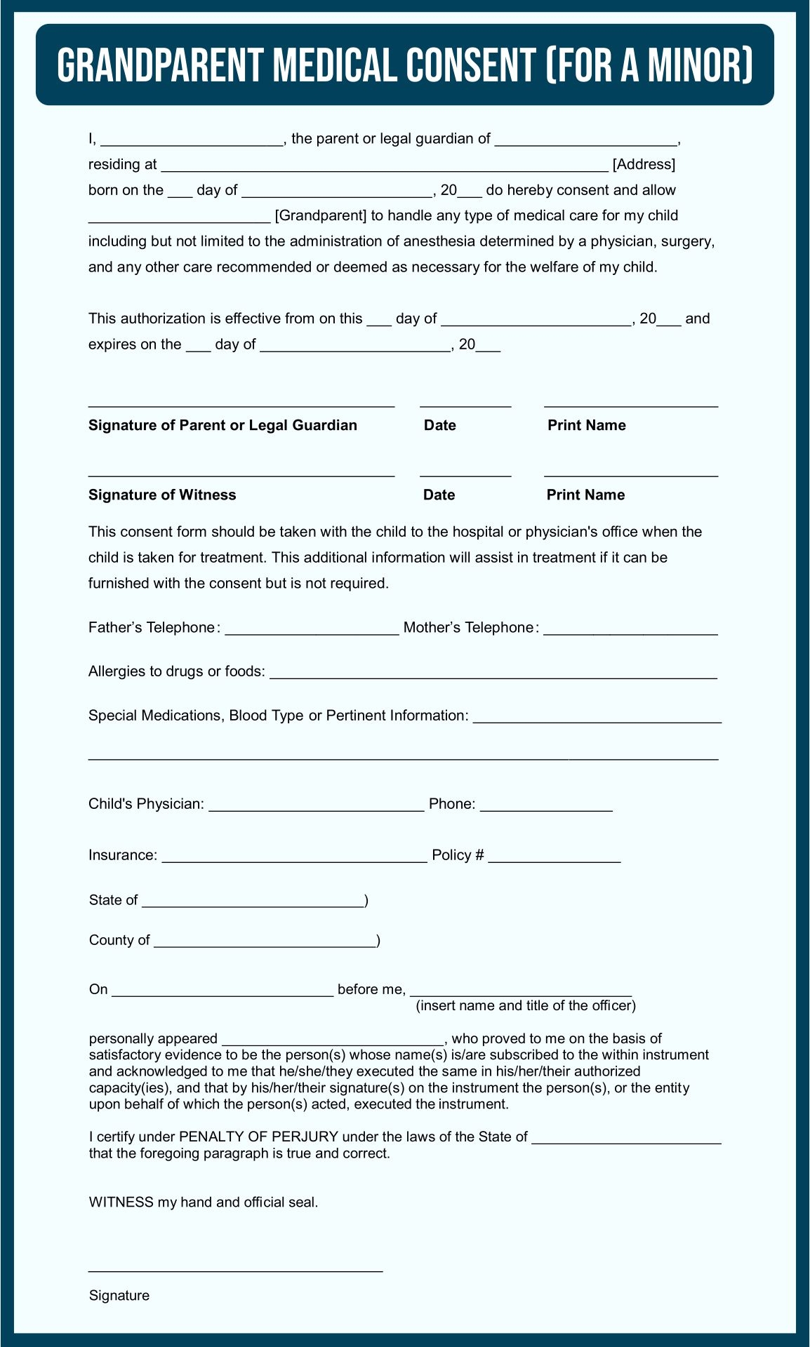 Medical Permission Forms 10 Free PDF Printables Printablee