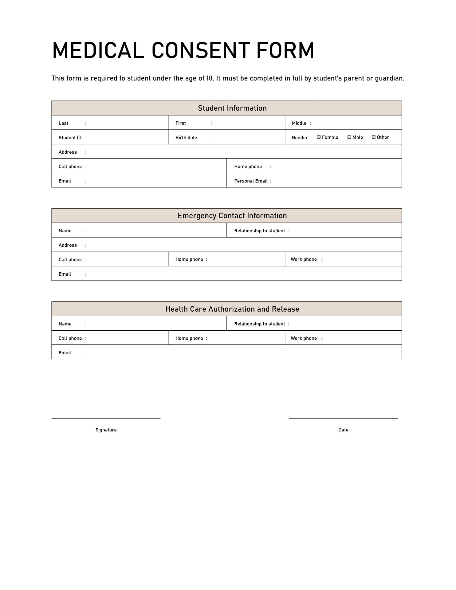 Medical Permission Forms 10 Free PDF Printables Printablee