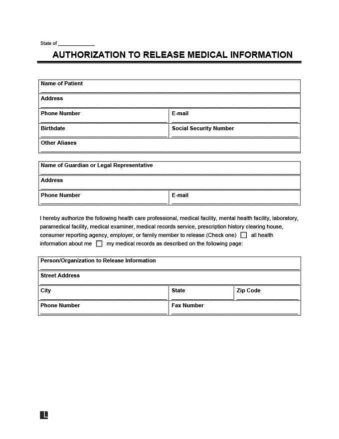 Medical Release Forms Printable