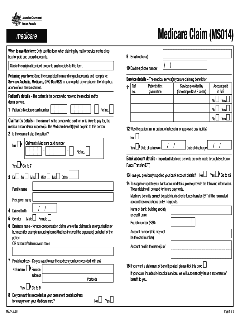 Medicare Claim 2020 2025 Form Fill Out And Sign Printable PDF 