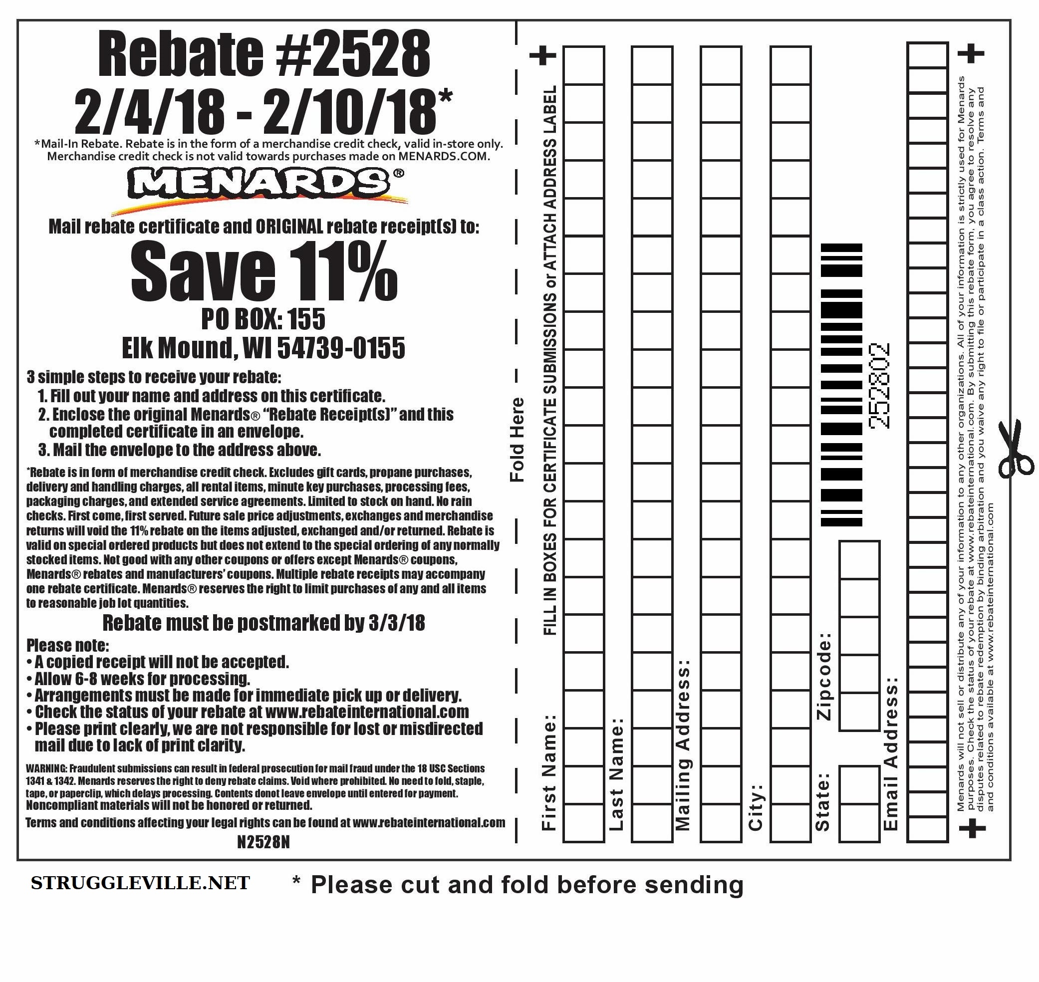 Menards Printable Rebate Forms TUTORE ORG Master Of Documents