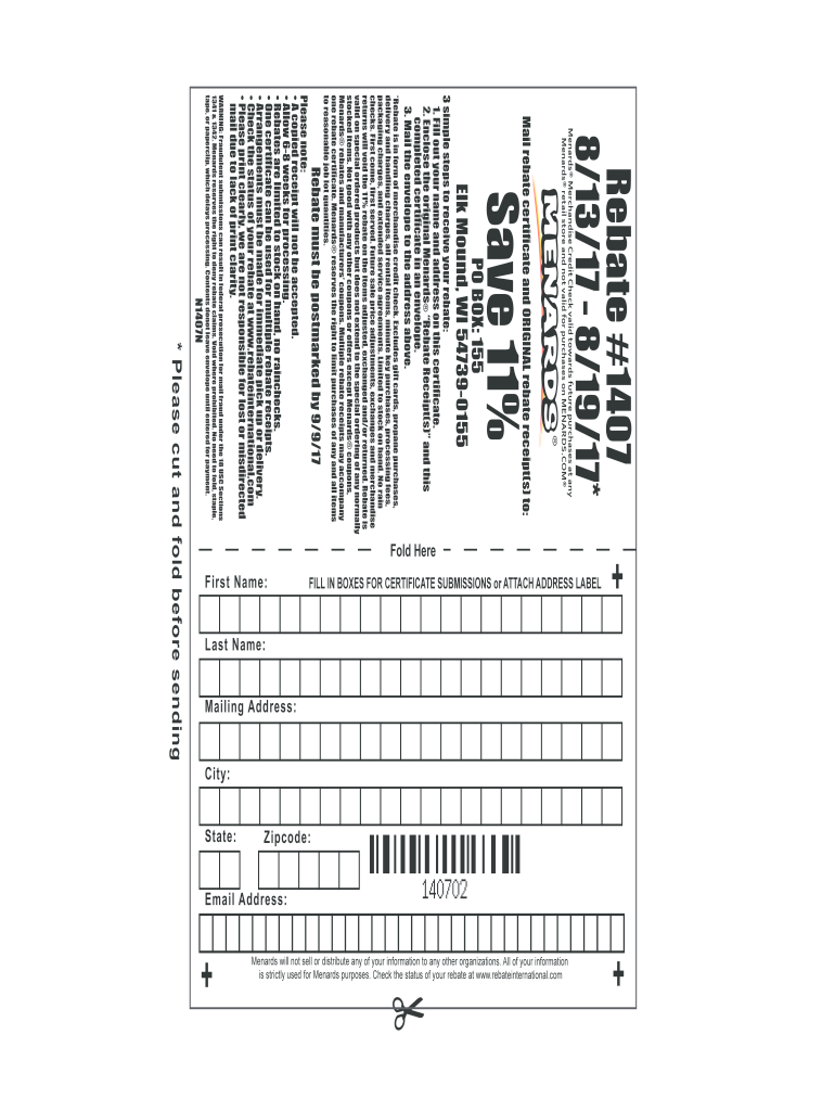 Menards Rebate Form Fill Online Printable Fillable Blank PdfFiller